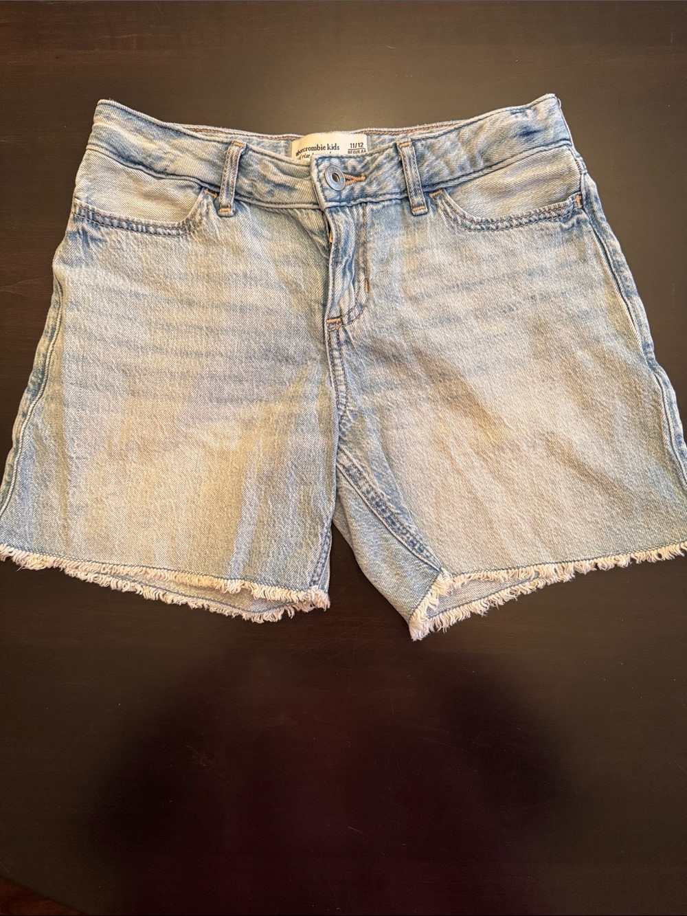 Abercrombie & Fitch Kids Light Blue Denim Frayed Hem Shorts